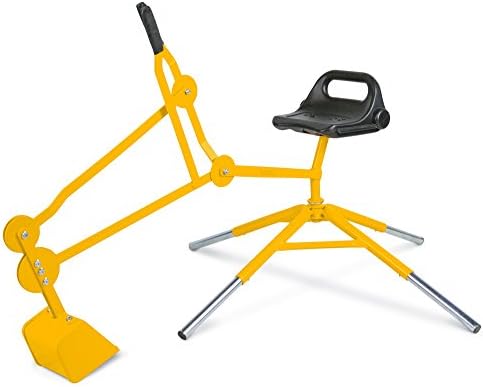 Childrensneeds.com Digger Toy with Telescoping Adjustable Legs That Raise Seat Height and Stabilize Backhoe for Digging (Yellow)