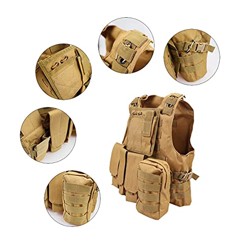 Kidybell Khaki Adjustable Airsoft Vest Lightweight Oxford Cloth Tactical Training Vest Is Suitable For Outdoor Hunting Army Fan Combat Training Airsoft And Other Outdoor Sports #TOP5