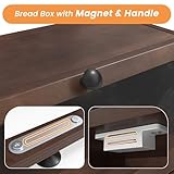 YOUDENOVA Double Decker Bread Box with Knife Block & Cutting Board, Extra Large 2-Layer Wooden Storage Box with Clear Windows for Bread, Salt and Pepper Mill, 39x26x32,5(LxBxH) cm, Brown - Image 4