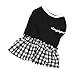 Ranphy Girl Pet Clothes Embroidered Letter Small Dog Dress Spring Summer Sleeveless Shirt Puppy Sundress Plaid Pet Skirt Cat Apparel, Black, L
