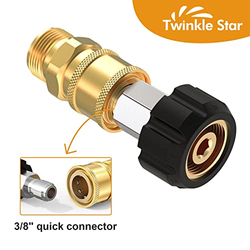 Twinkle Star Pressure Washer Quick Connect Fittings, Quick Connect Kit M22 14Mm To 3/8 Inch, 4 Pieces #TOP1