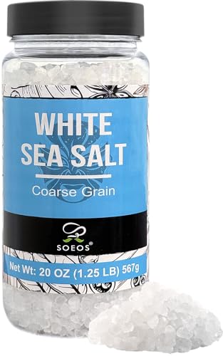 Soeos Sea Salt, Coarse Grain, 20 Oz (1.25 Pound), Non-GMO, Nature Himalayan White Salt, Rock Salt for Grinder Refill (Pack of 1)