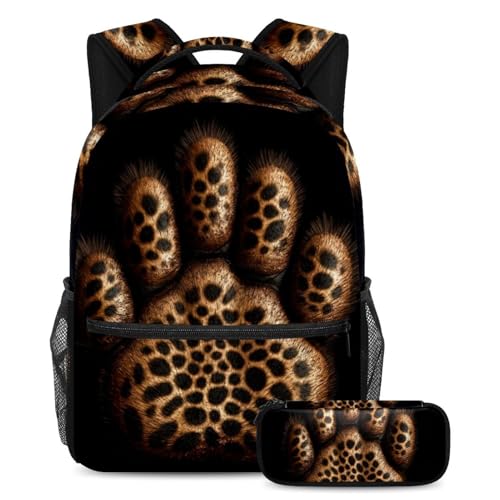 Ensemble cartable sac à dos grand format motif animaux avec trousse scolaire enfants