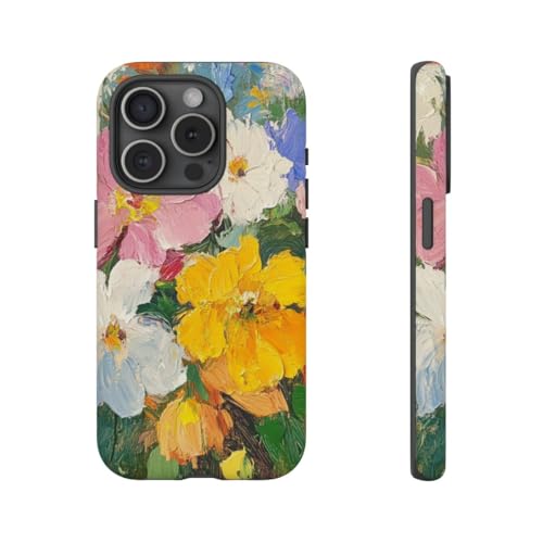 Coque rigide iPhone 15 Pro Vert à motif floral coloré mat contre les rayures