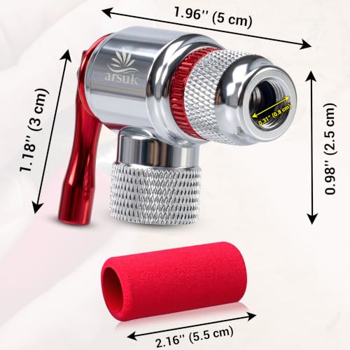 ARSUK Gonfleur Velo - Rapide et Facile Pompe co2 Tête pour Cartouche 16g co2 Velo, Compatible avec Les Valves Presta et Schrader - Pompe co2 VTT e Route vélo (Gonfleur Velo Argent) – vue 2