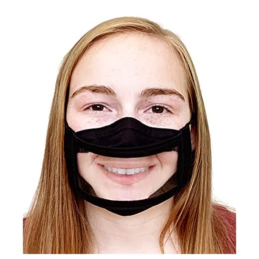 TUTENAGO Black Clear Window Face Mask/Reusable/Cotton/Non-Toxic/American Made/Latex-free/No PVC or BPA/No Phthalate/Washable/Breathable/Unisex/See Through Transparent Mask/Large (Adult)