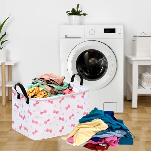 Image of Rectangle Gift Shelf Nursery Storage Basket Laundry Hamper Storage Box and Bins for Home Clothes with Handles