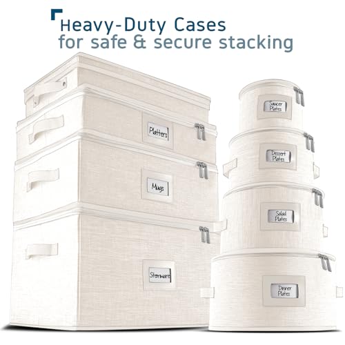 Image of Hearth & Harbor Hard Shell Mug Organizer, Cup and Mug Storage Box, Cream