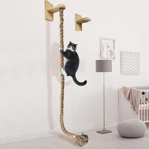 Rascador para gatos de pared con cuerda y doble plataforma miniatura 1