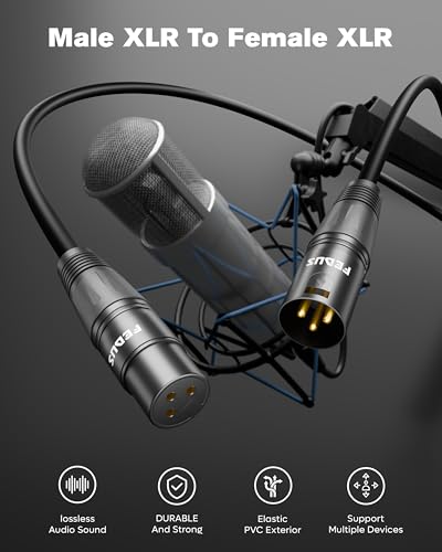 Image of FEDUS StagePro XLR Cable Male to Female 15 Meter, Professional 3 Pin Balanced Microphone Mic Cord, 24AWG Oxygen-Free Copper, Mic Wire, Noise-Free Audio & DMX Wire for Podcast, Stage, Studio Mixer