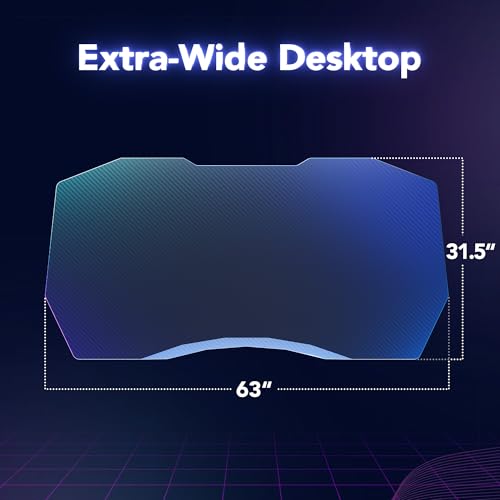 Image of HUANUO Standing Desk with LED Strip, 63 inch x 31.5 inch Height Adjustable RGB Gaming Desk, Large Dual-Motor Electric Sit Stand Desk, Sturdy Steel Frame, Modern E-Sports Workstation,for Home Office,Black