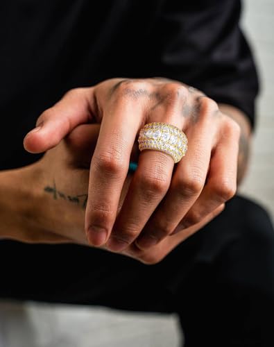 Bling Halo Stacking Ring for Men Women - 18k Gold Plated Stackable Cubic Zirconia Band - Created Diamond Iced Out Hip Hop Jewelry Gifts3