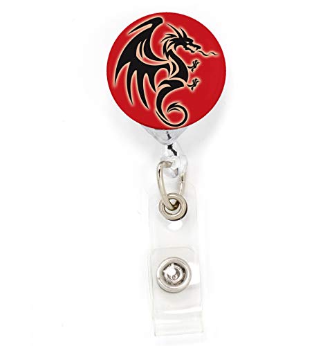 Buttonsmith Myth Dragon Tinker Reel Retractable Badge Reel - with Alligator Clip and Extra-Long 36 inch Standard Duty Cord - Made in The USA