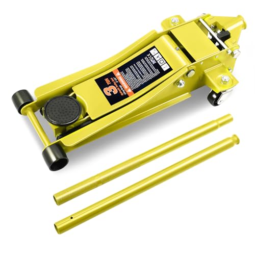 Image of PM PERFORMOTOR Low Profile Hydraulic Trolley Service /Floor Jack, 3 Ton (6000 lbs) Capacity, Lifting Range 3 inch-20 inch,Yellow,PM-TOL-FJ30-YL