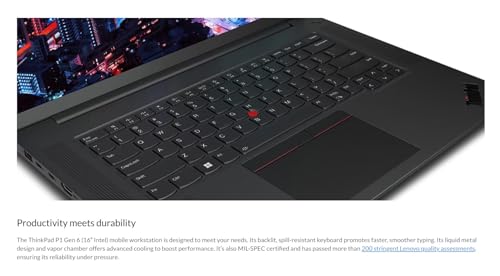 Image of Lenovo Gen 6 ThinkPad P1 Laptop with Intel Core i7-13700H Processor, 16 inch WUXGA Non-Touch Display, 32GB DDR5-5600MHz RAM, 1TB Gen4 Performance SSD, NVIDIA RTX 2000 ADA GPU 8GB GDDR6, and Win 11 Pro