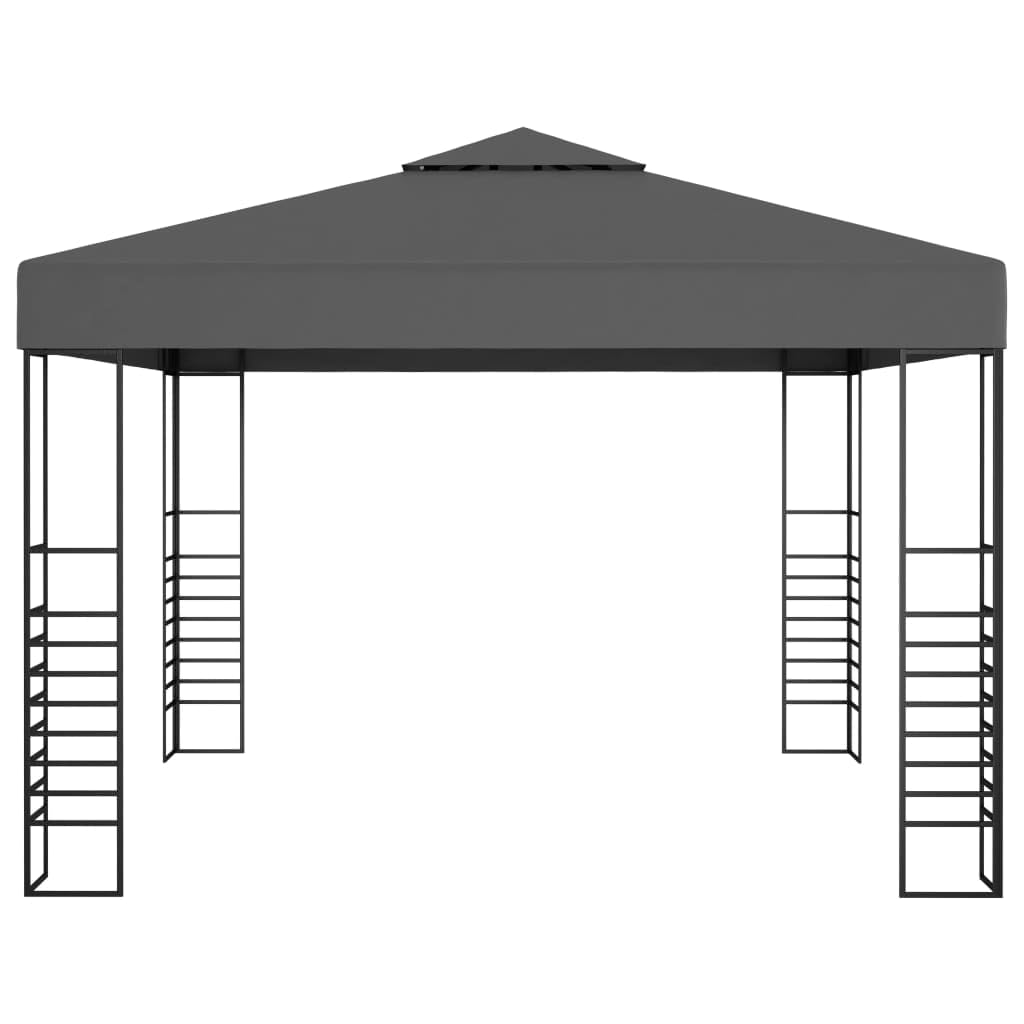Gartenzelt Pavillon Partyzelt Sonnenschutz Gartenpavillon Bierzelt Gartenlaube mit LED-Lichterkette 3x3 m Anthrazit