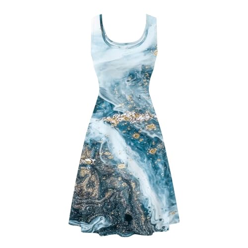 Image of Dreaweet Casual Sleeveless Dresses for Women Girls, Round Neck Tank Dresses with Pockets Summer Sundress Size XS-4XL