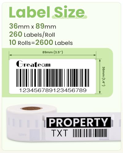 12 Rollen 99012 36mm x 89mm Adressaufkleber kompatibel mit Dymo S0722400 Selbstklebende Etiketten für DYMO Label Writer 4XL 450 400 330 320 Twin Turbo Duo, Weiß (260 Etiketten/Rolle)