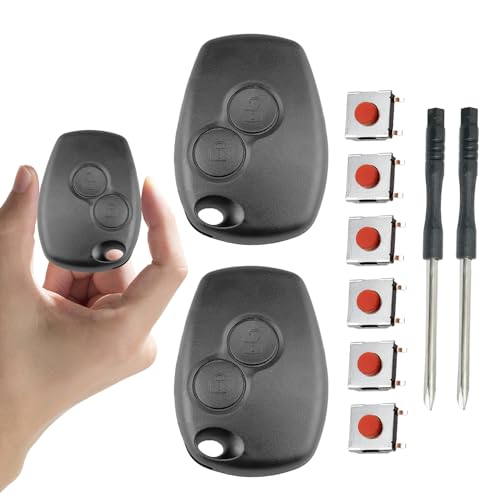 cle pour Clio 3, 2 Pièces clé pour twingo 2, Coque c lé pour Clio 3 avec 6 Boutons Boitier et Tournevis Compatible, Coque cl é pour twingo 2, Compatible...