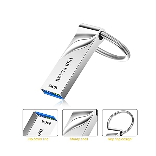 Fondrim USB Stick 64GB Wasserdicht Speicherstick USB-Flash-Laufwerk Robust USB-Stick Memory Stick mit Schlüsselbund… – Bild 5