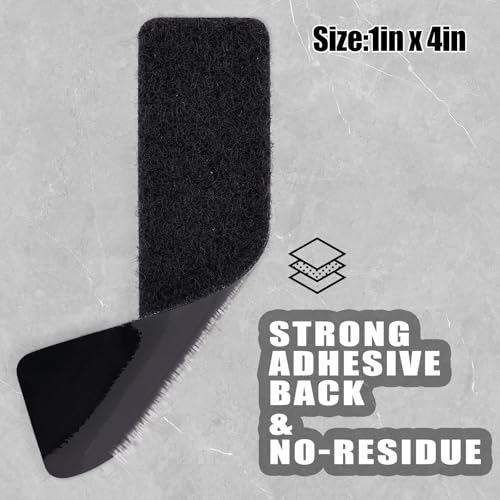 40Sets-1x4 inch Hook&Loop Strips with Adhesive, Black Command Strips with Backing, Heavy Duty Adhesive Fasten Mounting Tape for Home Office School and Crafting