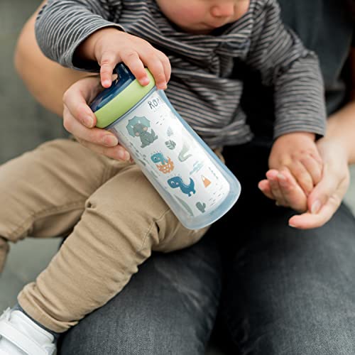 The First Years Dinosaur Kids Insulated Sippy Cups - Dishwasher Safe Spill Proof Toddler Cups - Ages 12 Months and Up - 9 Ounces - 2 Count