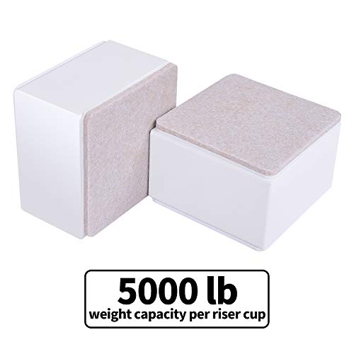 Betterhöhungen, Ezprotekt 2"/5 cm Möbelerhöhung aus Karbonstahl, 8 cm Breit, 8 cm Länge, Selbstklebende Möbelerhöhung fügt 5 cm Höhe zu Betten, Sofas Schränken, Unterstützt 20.000 lbs, Quadrat Weiß - Image 5