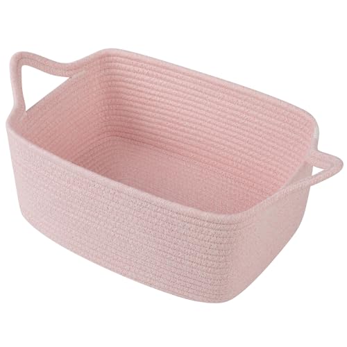 Image of OIAHOMY Woven Basket, Gift Basket Empty with Gift Bags and Ribbons, Rope Baskets for Baby Showers, Storage Baskets with Handles for Nursery, Pet Toy Organizer - Mixed Pink