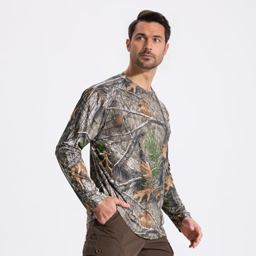 Camo Hunting Shirts for Men Long Sleeves Crewneck Quick Dry UPF 50+ Hiking Fishing Shirt2