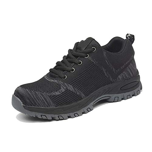 Safety Shoes Men's Steel Toe Steel Sole Lightweight Breathable Comfortable Industrial Construction Sneakers Slip Resistant Shoes for Outdoor Work (US7 =UK6.5 =EU40 =250mm)