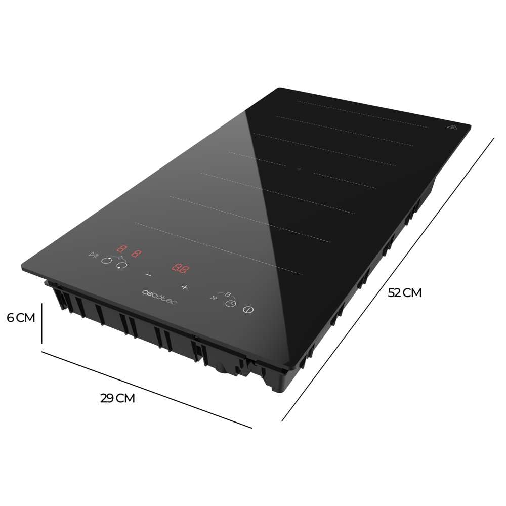 Cecotec Placa de Inducción de 1 Zona Flex Bolero Squad I 2100 Flex. Potencia Máx 3500W, 9 Niveles, Booster, Detector de Sartenes, Stop&Go, Temporizador, Indicador Residual de Calor, Kid Lock
