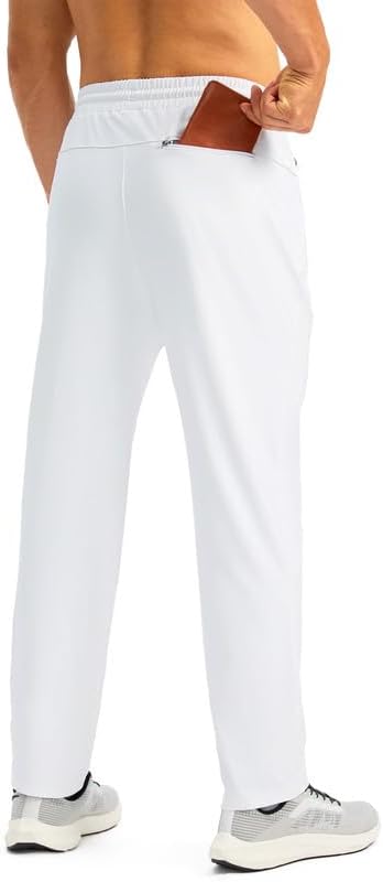 Pudolla Men's Athletic Pants with Zipper Pockets Stretch Workout Sweatpants Lightweight Running Joggers for Men - Image 2