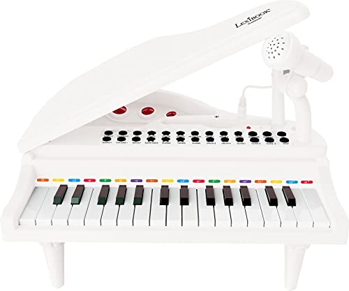 Lexibook, Mi Primer Piano, Piano para niños, Teclas Luminosas, Modo de Aprendizaje, 29 x 31 cm, Ajuste de Tempo y Volumen, 3+, Blanco, K731