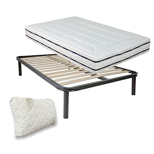 RETE A DOGHE UNA PIAZZA E MEZZA 120x190 ortopedica con doghe flessibili in puro legno di faggio e telaio in ferro da 40x30mm con supporto centrale, piedi avvitabili e zoccolo antiscivolo, prodotta senza utilizzo di sostanze nocive