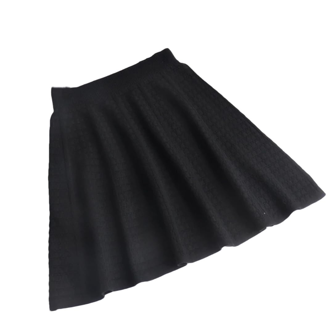 Yeuyyben Donne di autunno Gonna Pieghettata Tinta unita Vita Alta Maglia Gonna Donna Moda Una Linea Mini Gonne Corte