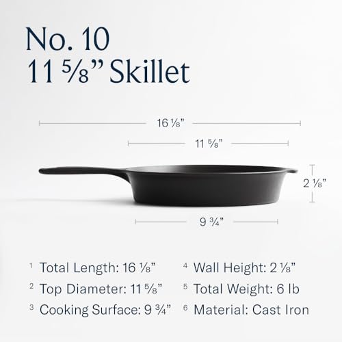 Field Company 11.63-Inch Cast Iron Skillet – Pre-Seasoned Large Frying Pan for Searing, Baking & Everyday Cooking, Lighter & Easy to Handle, Smooth, Made in USA (No.10, 4+ Servings) view 5