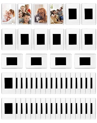 QWORK® 50Pcs Small Magnetic Photo Frame for 7 x 4,5 cm Photos, Blank Acrylic Photo Frame for Refrigerator and Family Gifts