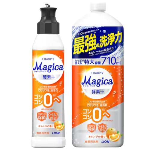 チャーミーマジ カ 酵素プラス 食器用洗剤 オレンジの香り 本体250ml＋詰替用710ml セット品 台所 キッチン
