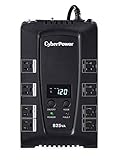 CyberPower CP825LCD Intelligent LCD UPS System, 825VA/450W, 8 Outlets, Compact, Black