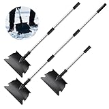 Snow Shovel for Driveway & Ice Scraper - Heavy Duty 201 Stainless Steel, Foldable Survival Shovel, Ergonomic 49" Back-Saver for Car, Sidewalk & Snow Joe Shovel Alternative