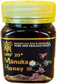 عسل مانوكا خام UMF20+ MGO829+، عسل نقي بدون إضافات أو تسخين من إنتاج مونتين جولد مصنوع في نيوزيلندا وخاضع لفحص الجودة، وزن 250 جم