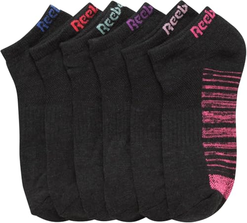 Image of Reebok Womens No Show Socks Moisture Wicking Cushioned Low Cut Socks 6 Pack
