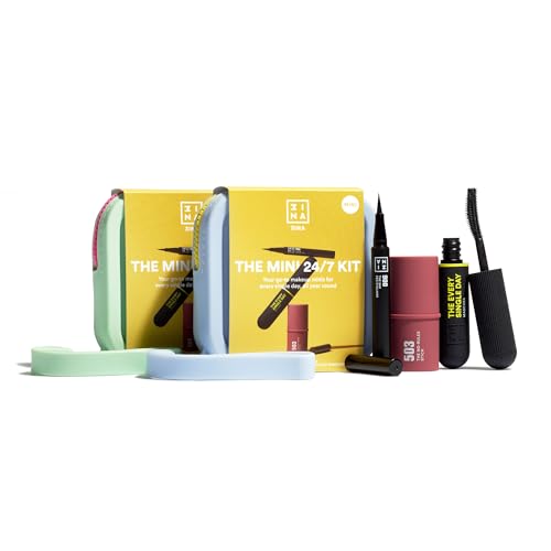 3INA MAKEUP - THE MINI 24/7 KIT - Kit de Maquillaje 3ina - The 24H Pen Eyeliner 900 + The Every Single Day Mascara 900 + The No-Rules Stick 503 - Tamaño Viaje - Vegan - Cruelty Free