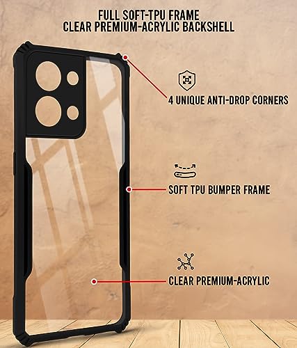 Image of Jkobi Back Cover Case for Oppo Reno8 5G | Reno 8 5G (Crystal Glass Back | Camera Protection | Shockproof | Professional Black)