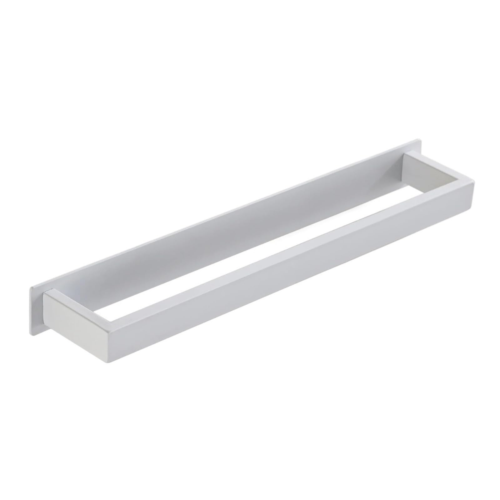 Self-Adhesive Bathroom Towel Rack Stainless Steel White Kitchen Hanger Holder Toilet Square Bar No Drill 30/40/50cm Easy Maintenance(White 40cm)