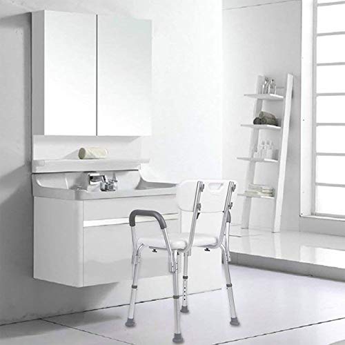 Rehab Douchestoel met rugleuning en armleuningen, in hoogte verstelbare stoel, ondersteuning voor ouderen - Image 4