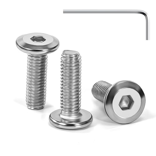 Tunejoy Viti a Testa Piatta M5 x 16 mm Vite a Testa Esagonale Bulloni in Acciaio Inox A2 V2A Bulloni per Mobili con Chiavi a Esagono Filettatura Completa 30 Pezzi