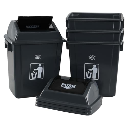 Caneca de basura plástica con tapa 6 galones gris pack 4 miniatura 7
