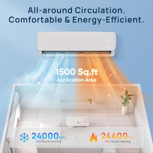 Image of Mountman 24000 BTU Mini Split AC /Heating System,19 SEER2 208 /230V Energy Efficient Ductless Inverter System,Cools Up to 1500 Sq.Ft with Pre-Charged Condenser,Heat Pump & Installation Kits