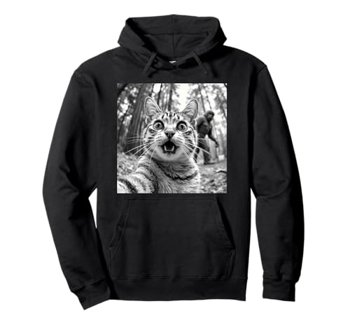 Funny Cat Selfie/w Bigfoot, Gráfico de Cat-Sasquatch Sudadera con Capucha